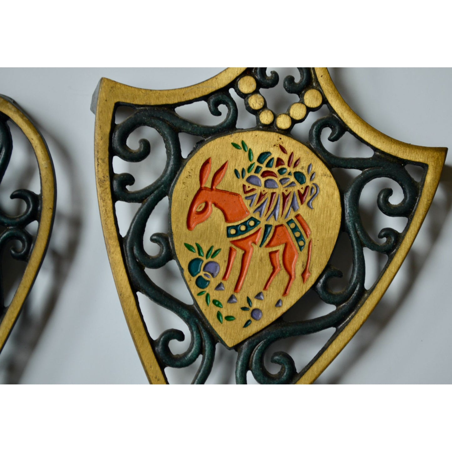 Dayagi Israel Brass Painted Trivet Set of 2
