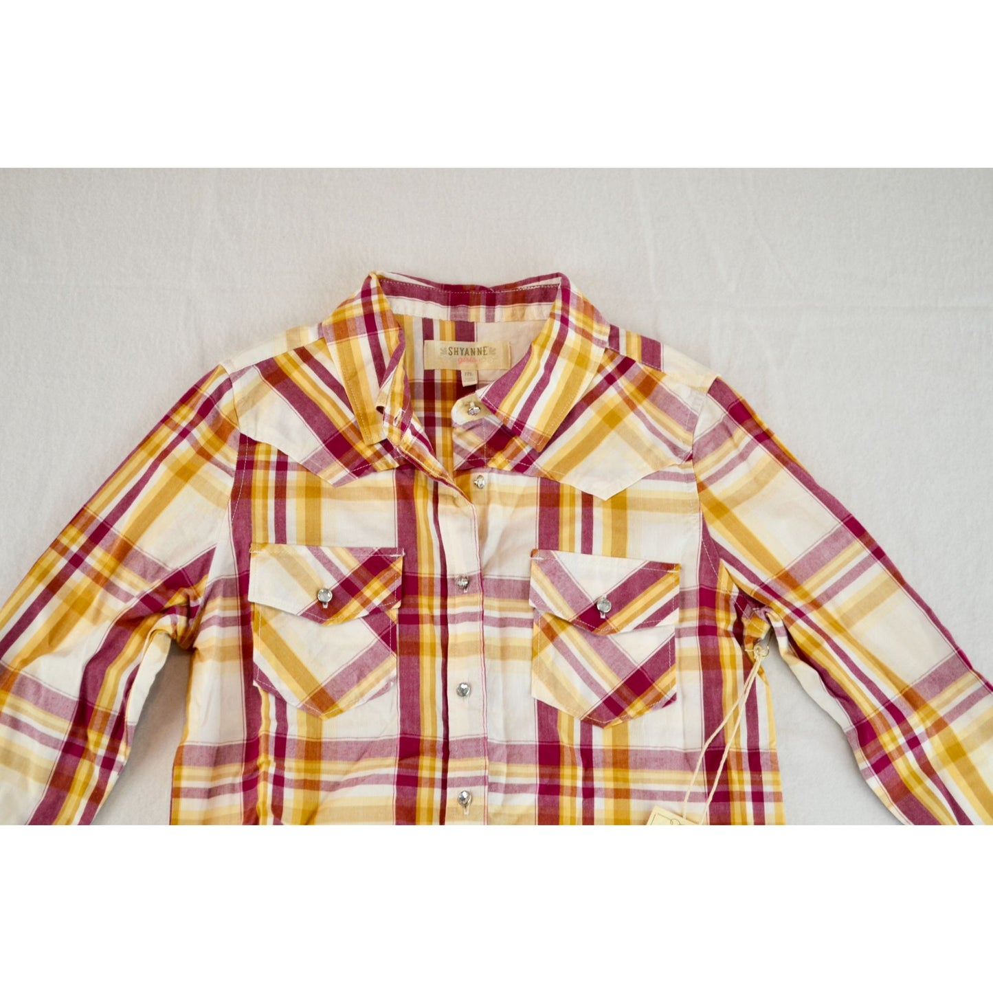 Shyanne Girls Plaid CZ Button Up Shirt New Medium 100% Cotton