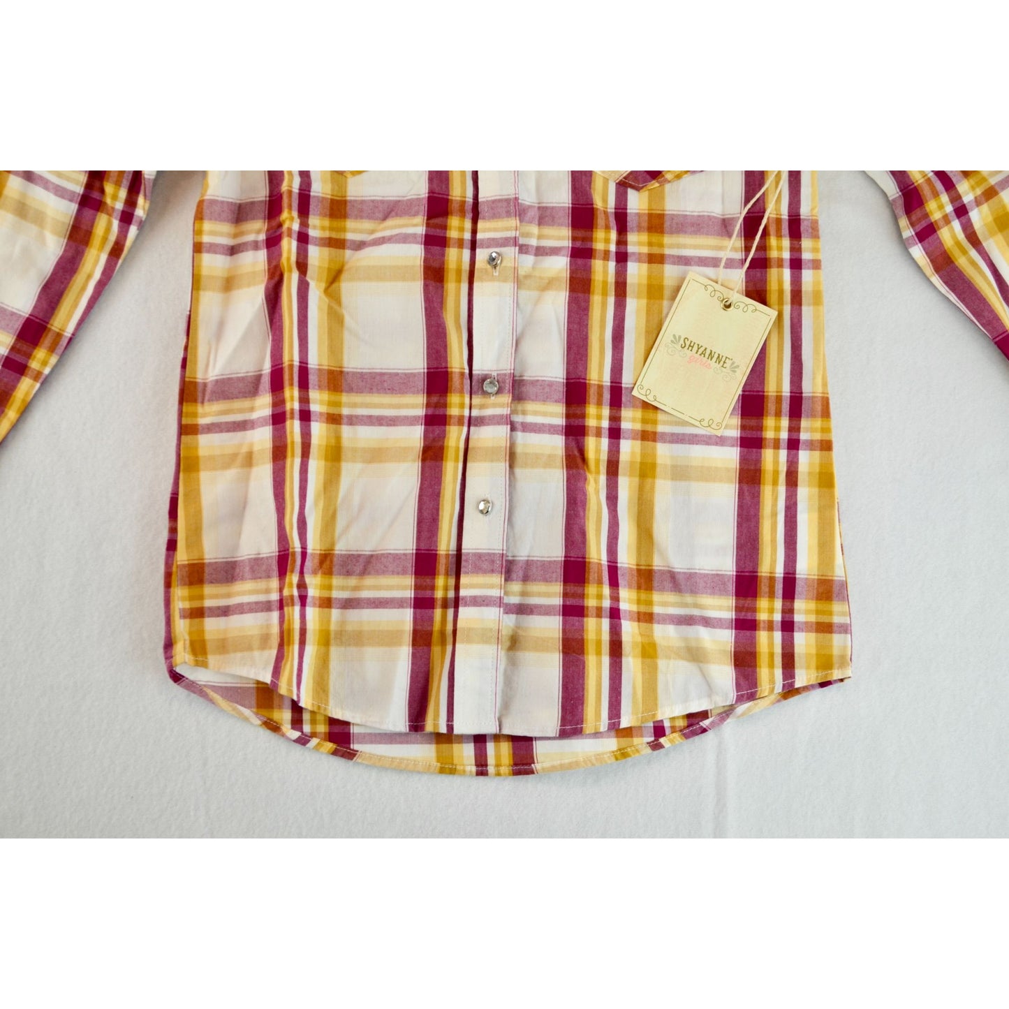 Shyanne Girls Plaid CZ Button Up Shirt New Medium 100% Cotton