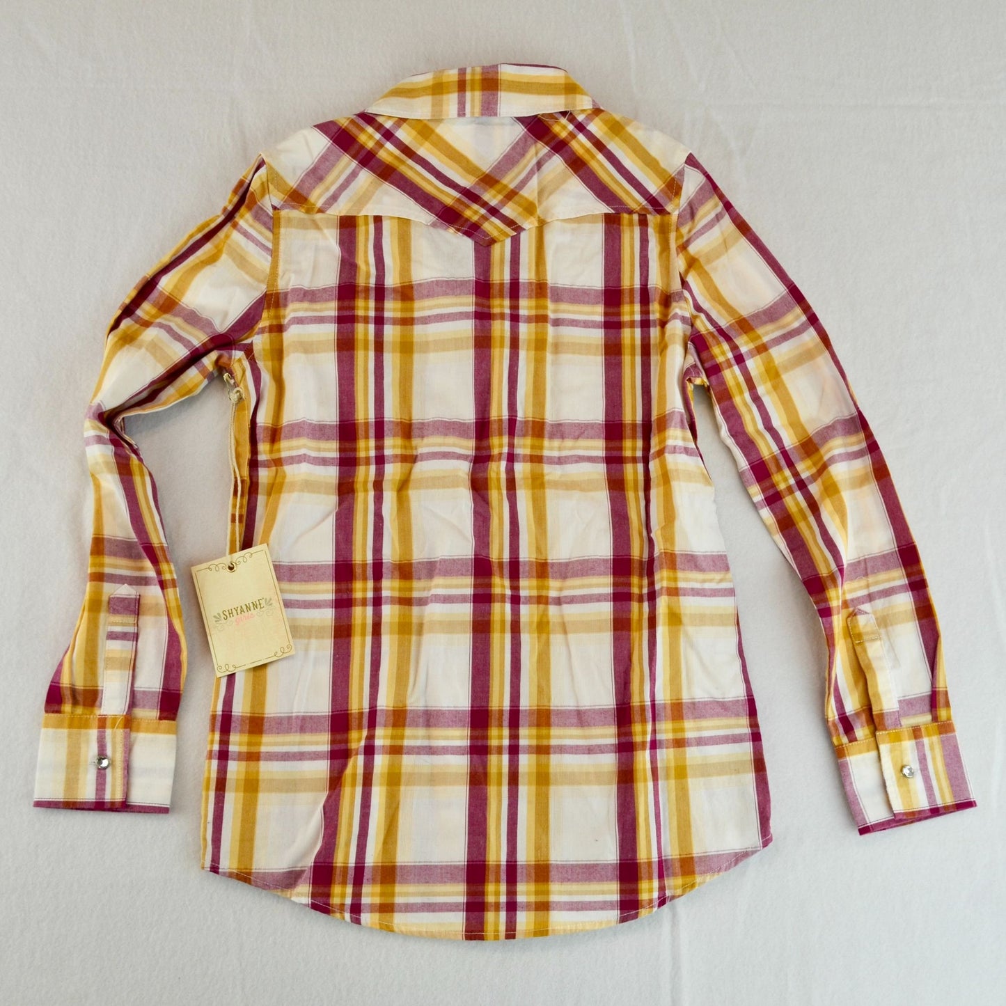 Shyanne Girls Plaid CZ Button Up Shirt New Medium 100% Cotton