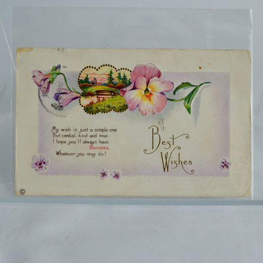 Antique Best Wishes Postcard
