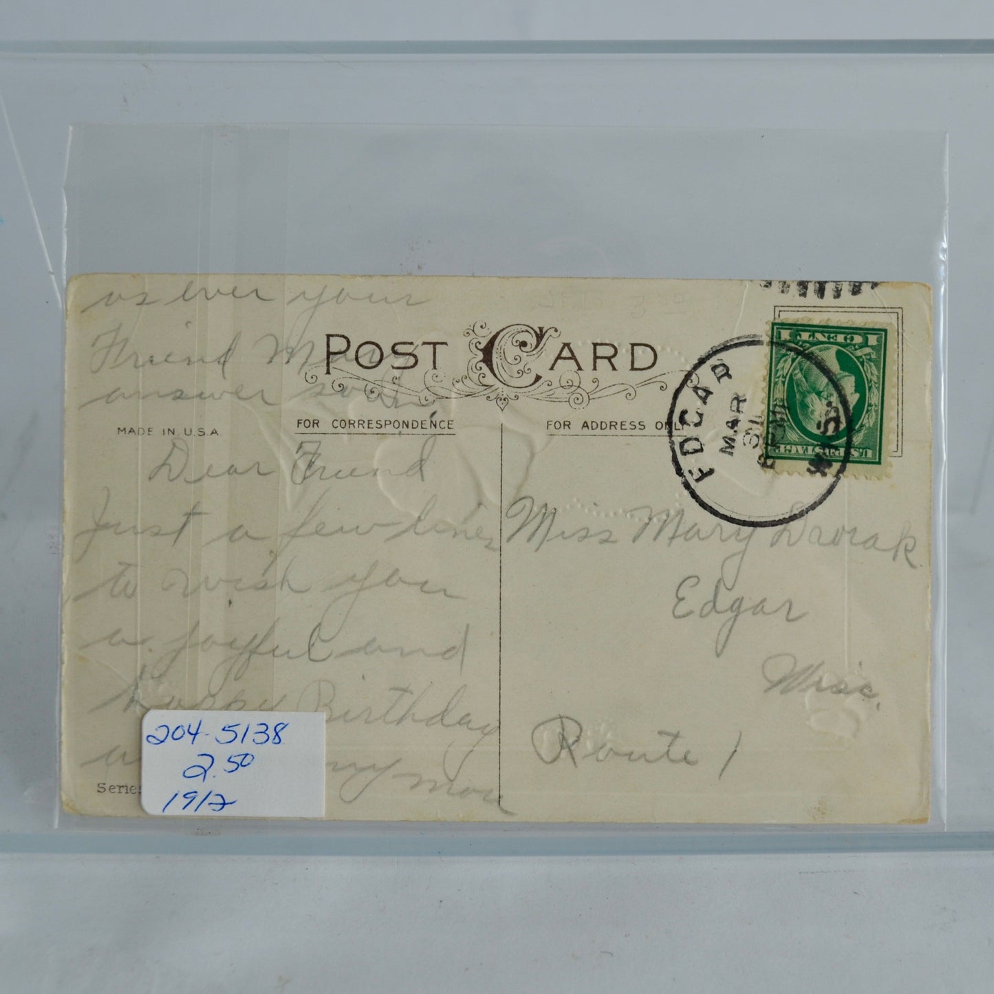 Antique Best Wishes Postcard