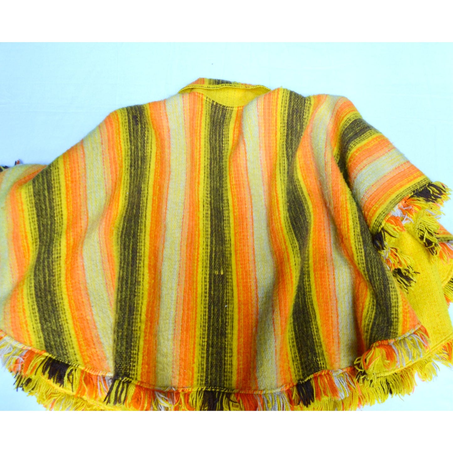 1970s BRIGHT Yellow & Orange Poncho Striped