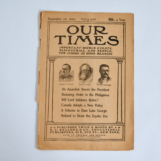 September 16 1901 Our Times Magazine Antique