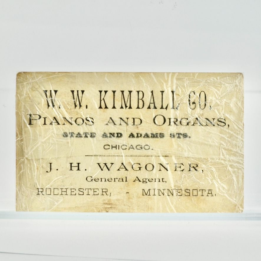 W W Kimball Co Pianos Organs Victorian Trading Card Rochester MN
