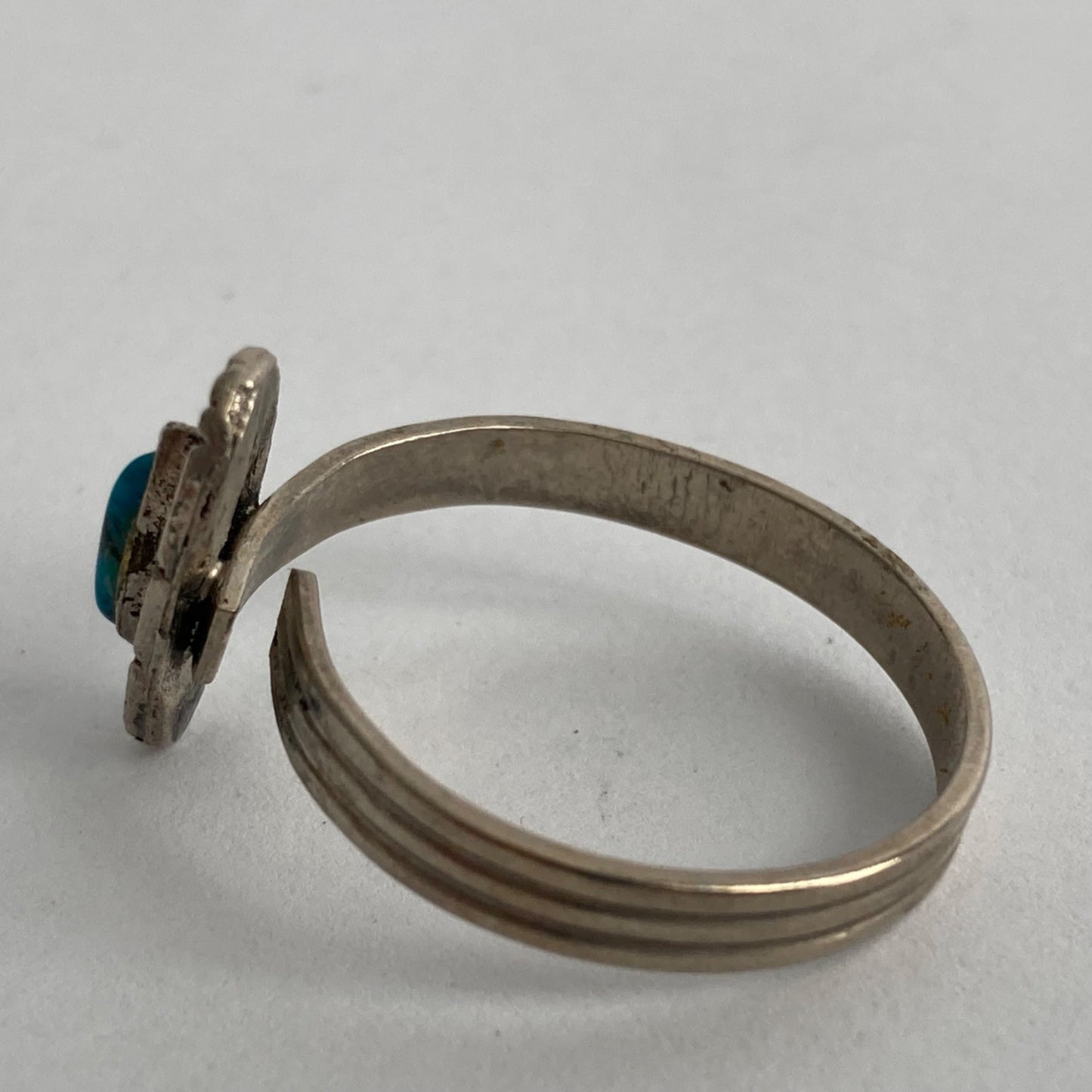 Vintage Silver & Turquoise Adjustable Ring Estate Find