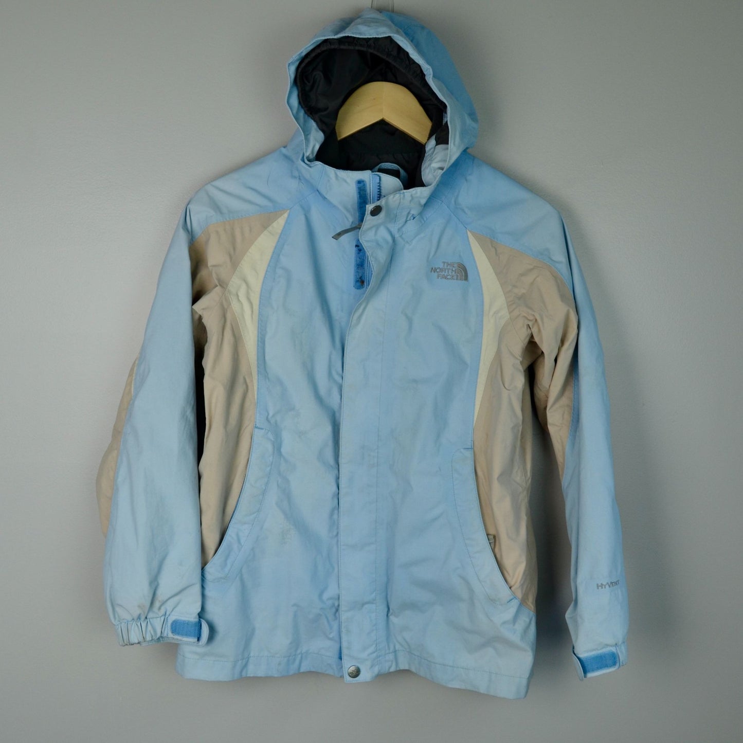 The North Face Hyvent Raincoat Girls Large Blue Gray