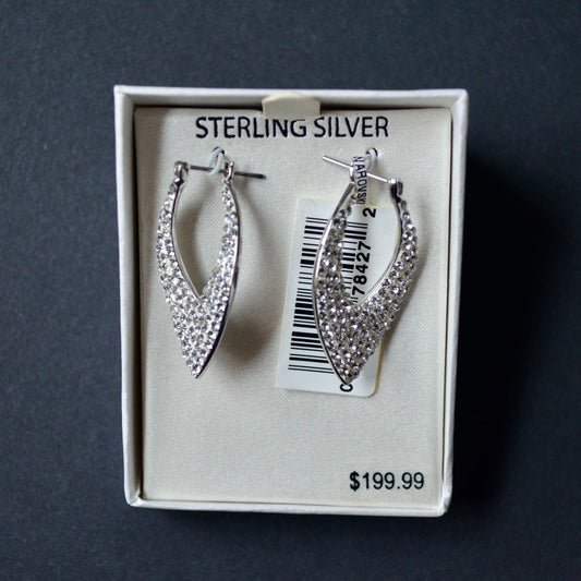 Sterling Silver Polished Diamond Shape Hoop Tanzanite Earrings