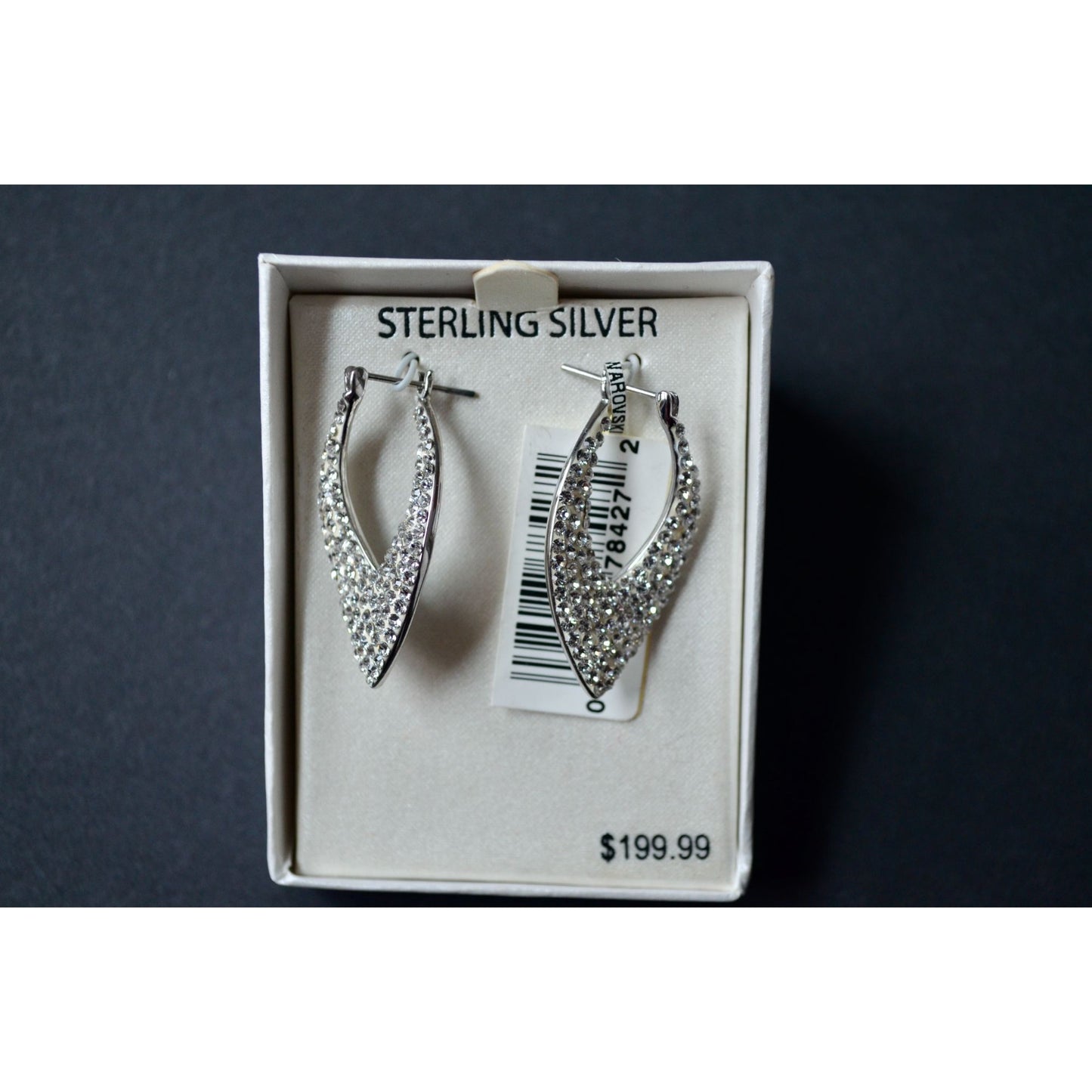 Sterling Silver Polished Diamond Shape Hoop Tanzanite Earrings