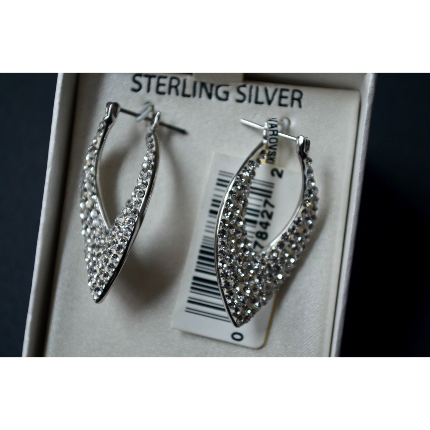 Sterling Silver Polished Diamond Shape Hoop Tanzanite Earrings