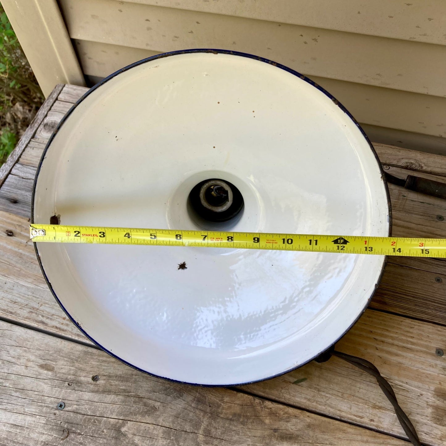 Vintage 14" Cobalt Blue Porcelain Enamel Industrial Gas Station Light Shade