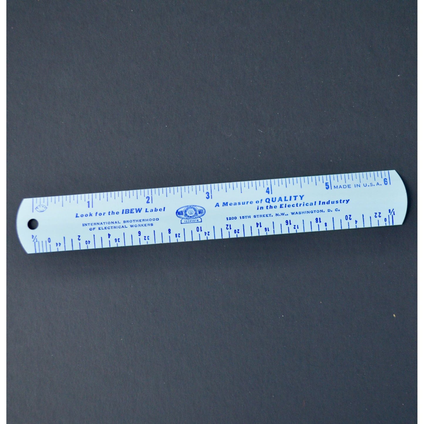 IBEW International Brotherhood of Electrical Workers Metal 6" Ruler Vintage
