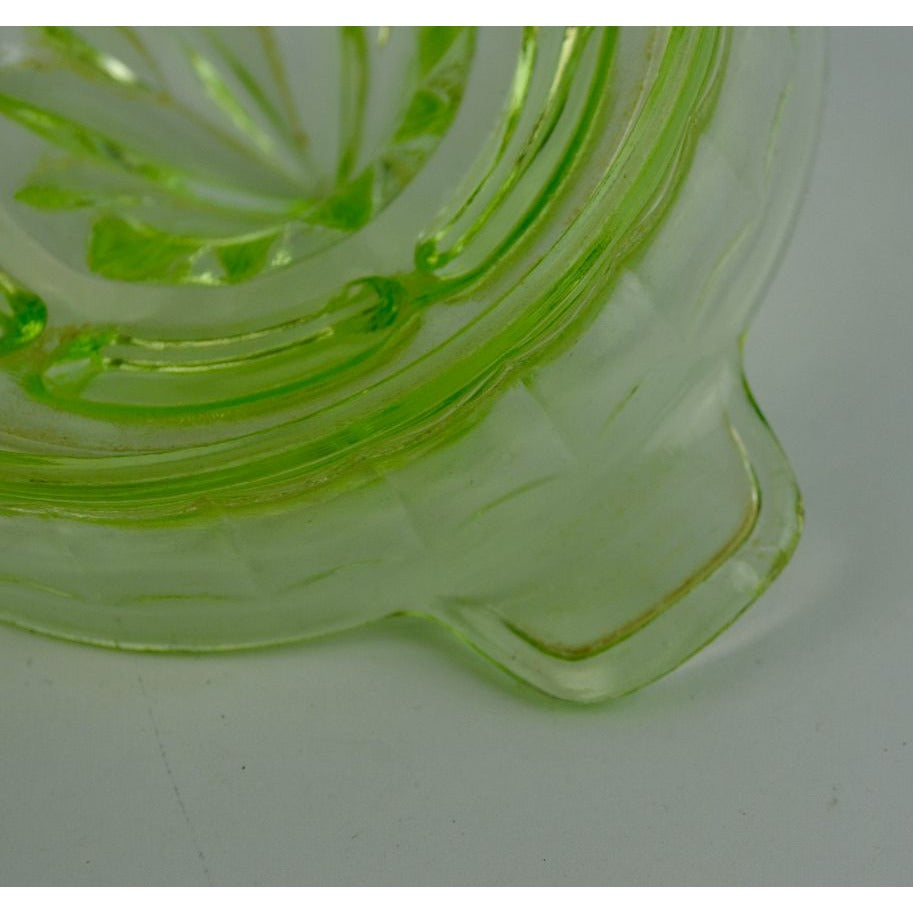 Vintage Uranium Vaseline Glass Green Citrus Juicer CHIP