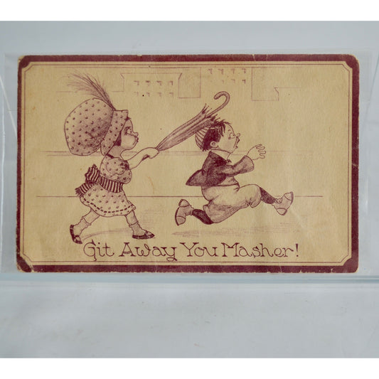 Git Away You Masher Antique Postcard