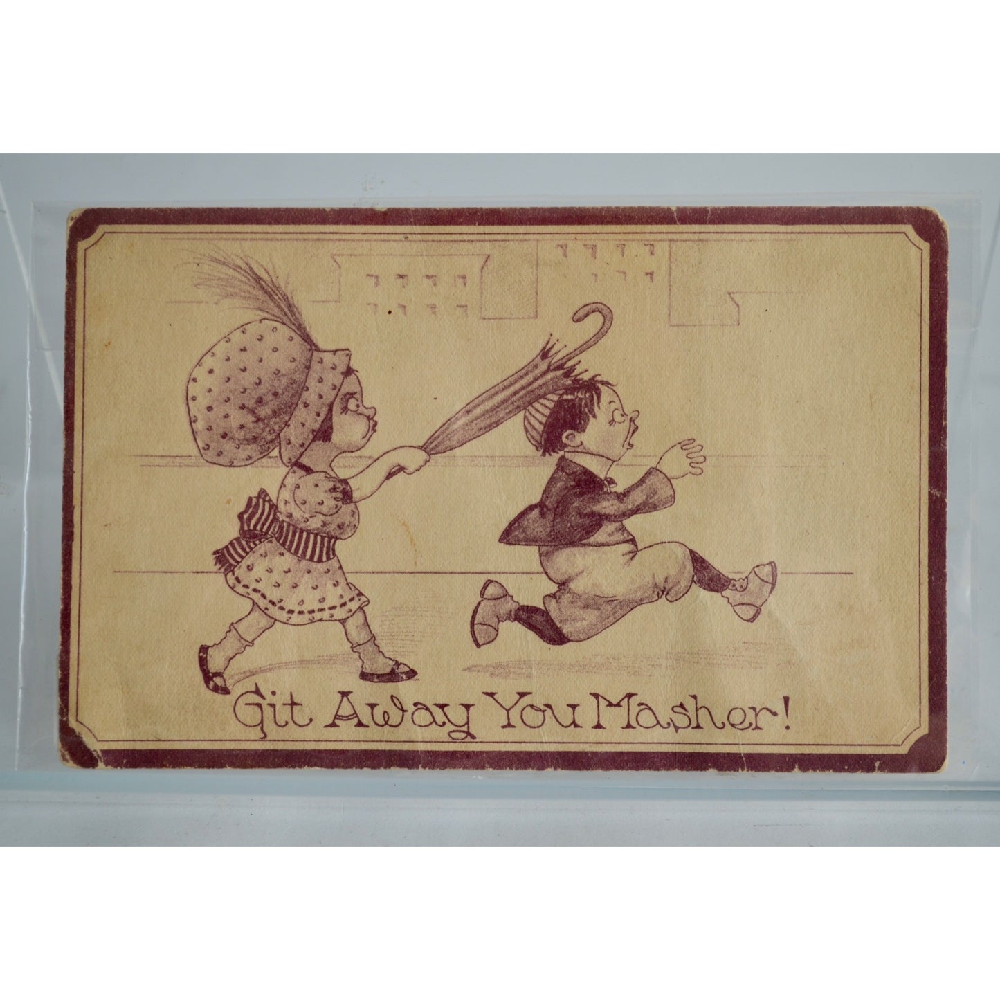 Git Away You Masher Antique Postcard