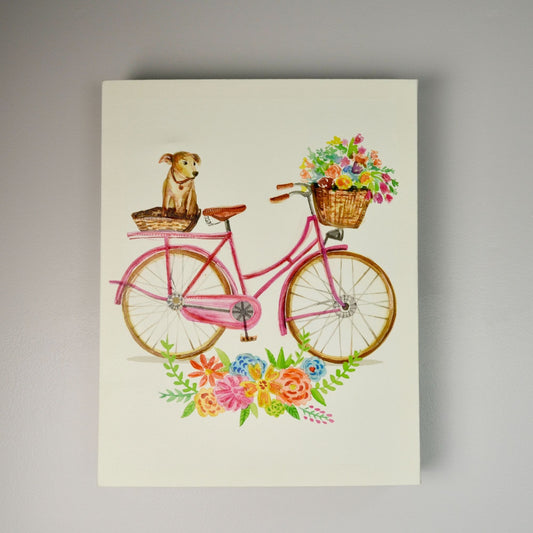 Jin Jing Dog on Bicycle Bike Canvas Print Textured