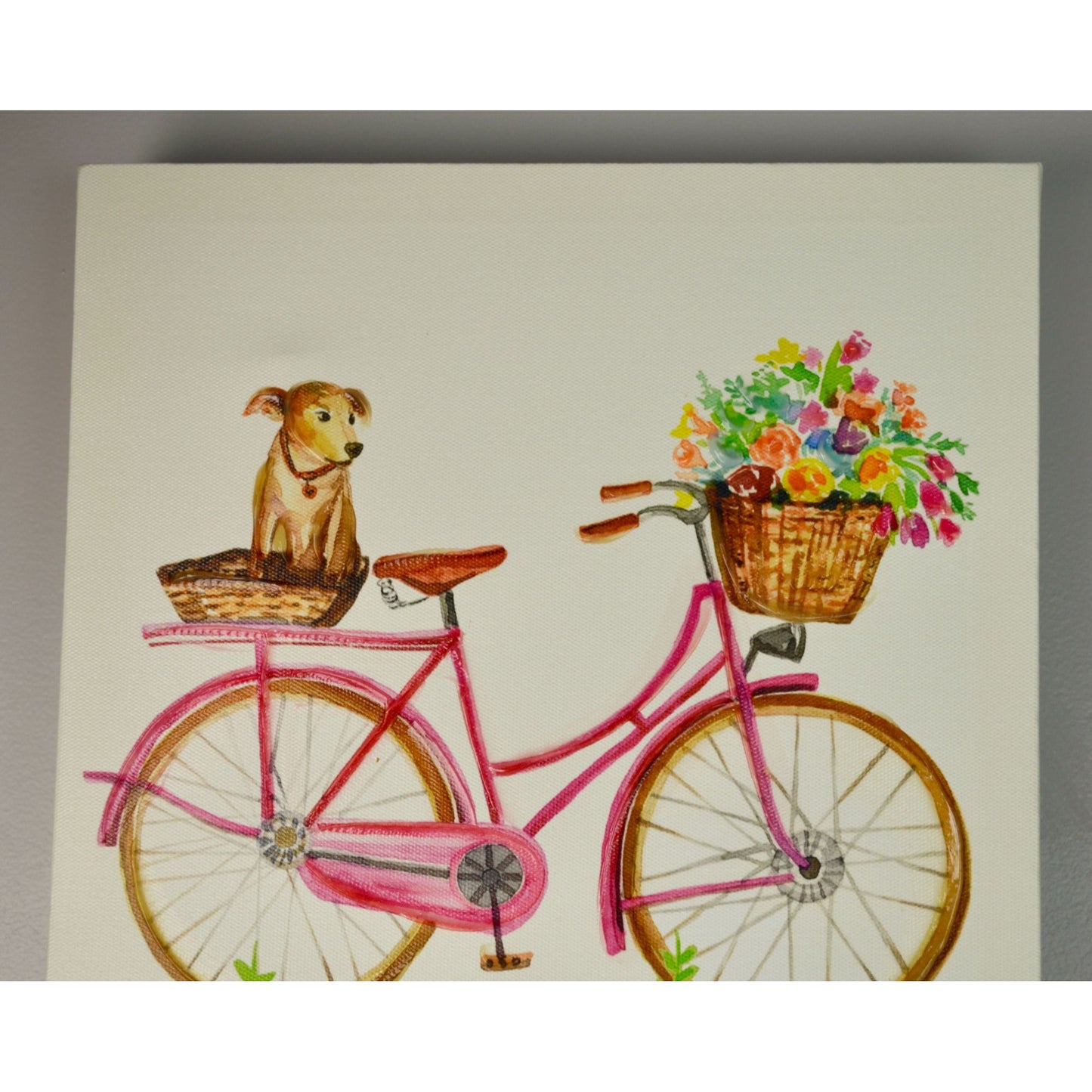 Jin Jing Dog on Bicycle Bike Canvas Print Textured