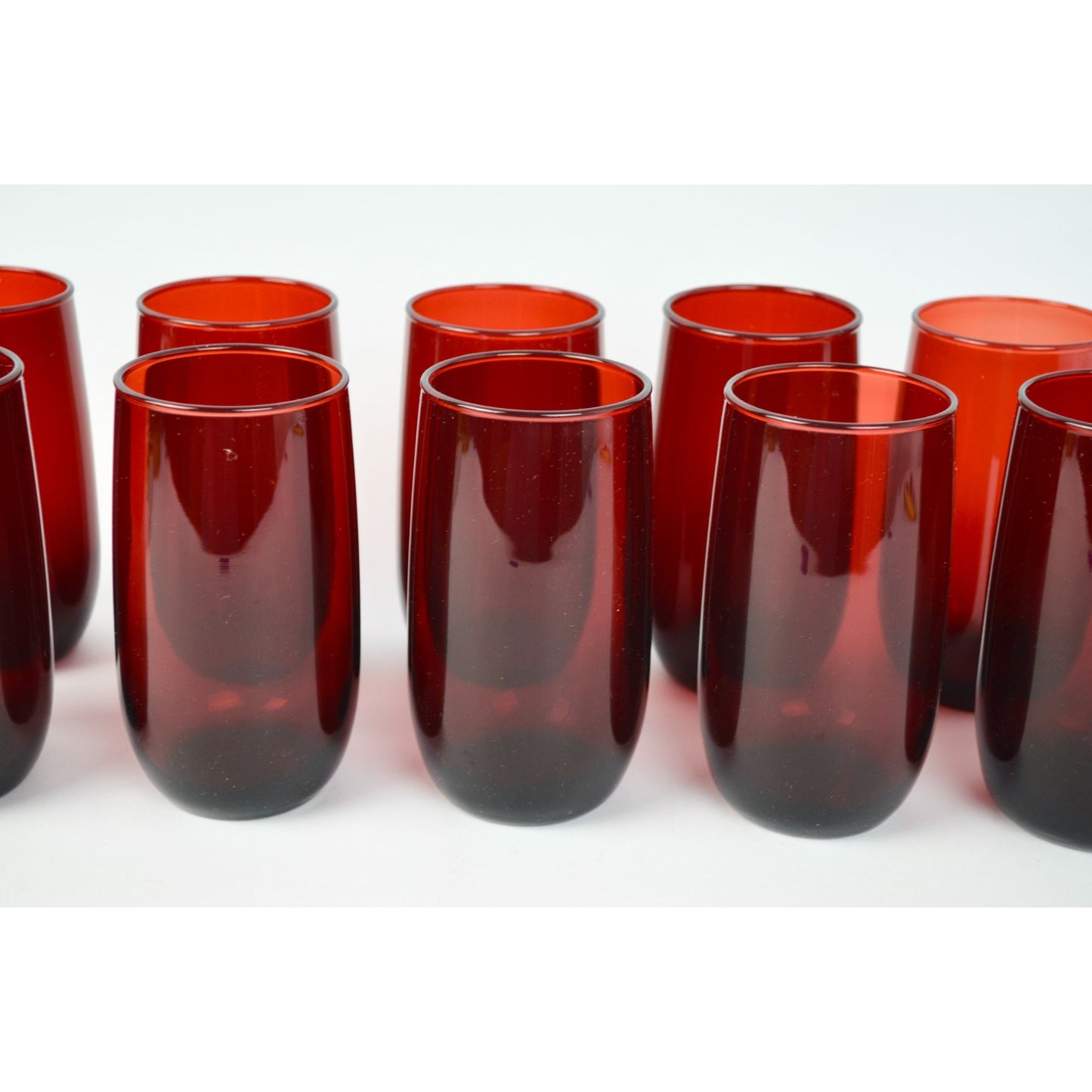 Anchor Hocking Ruby Red Drinking Glasses Set of 10 Vintage