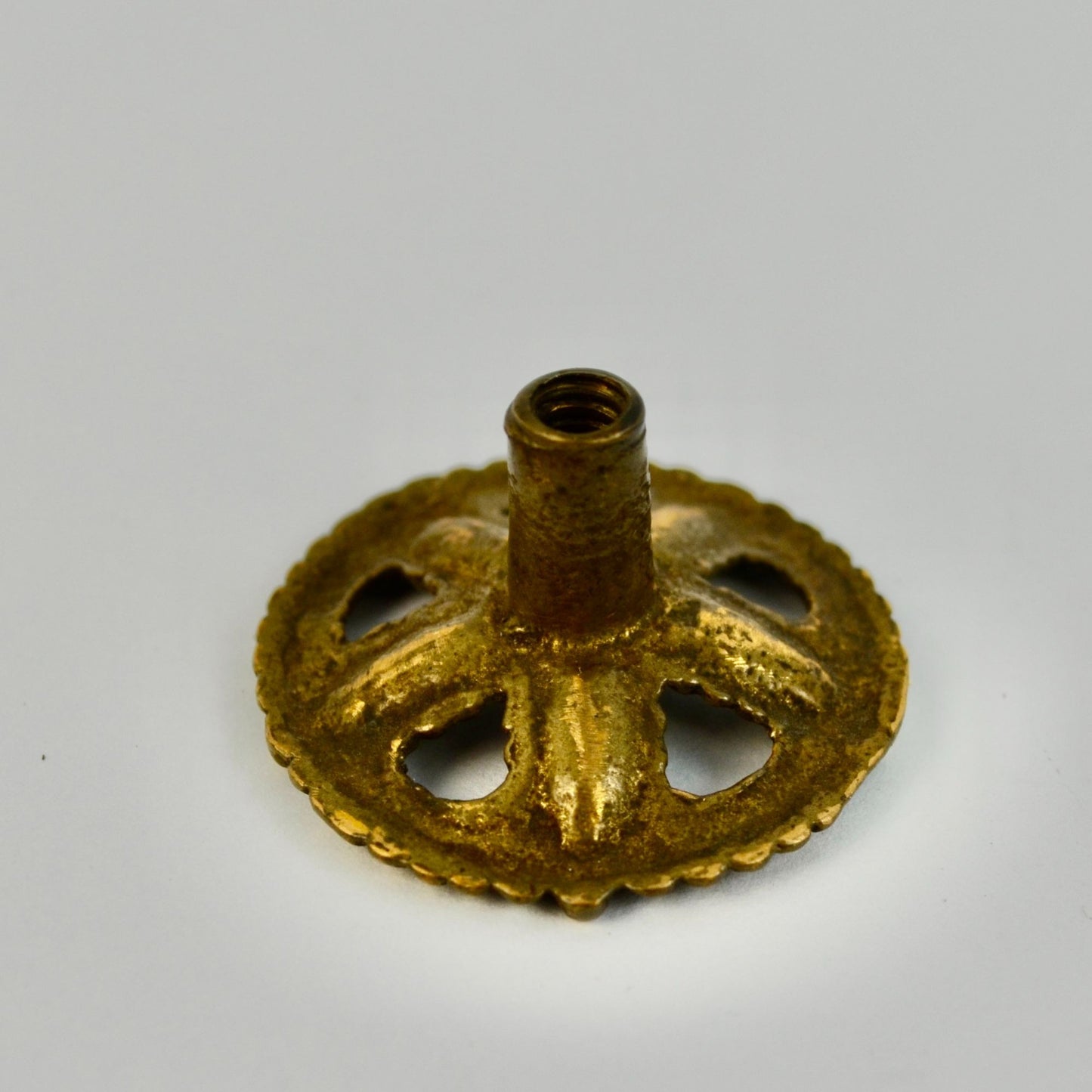 Vintage Brass Round Floral Drawer Pull Handle Antique