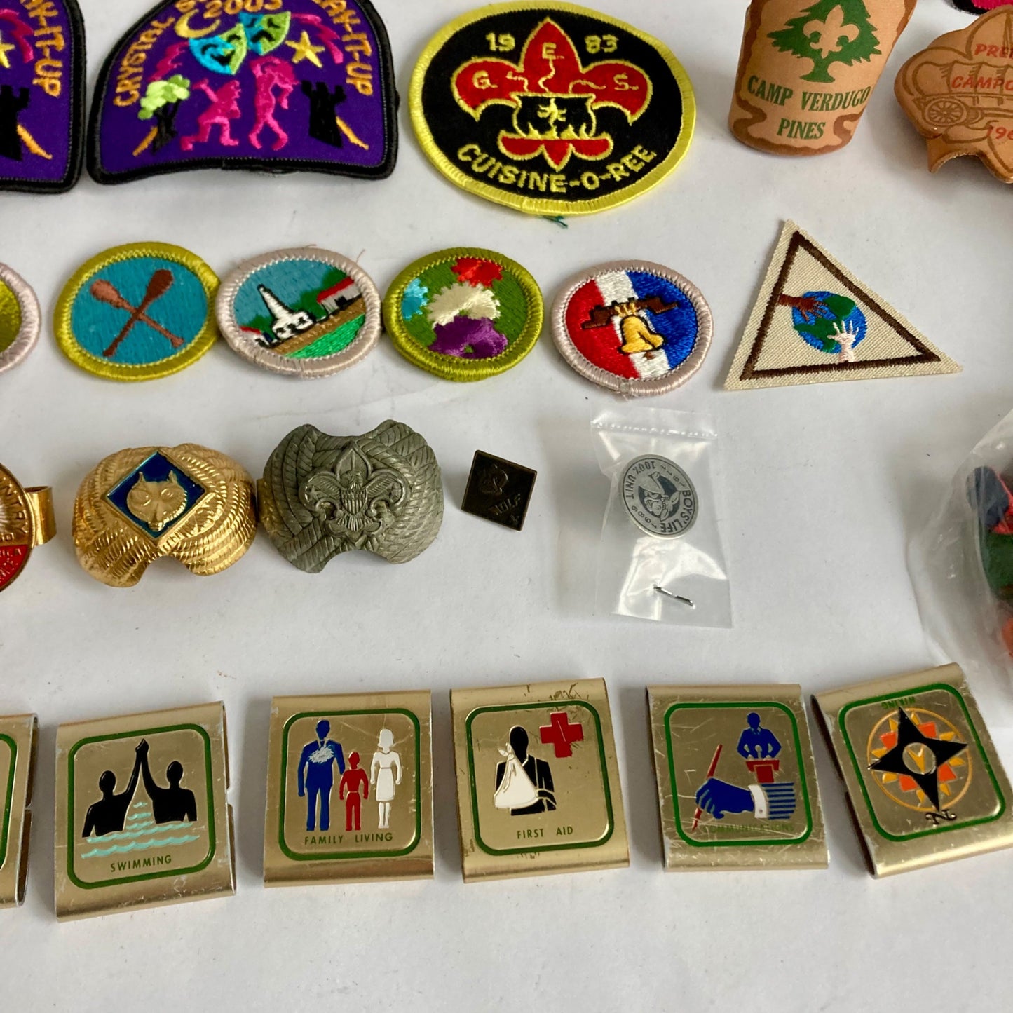 Vintage Lot Boy Scout Accessories & Patches Girl Scout Wood Camp Fire Beads