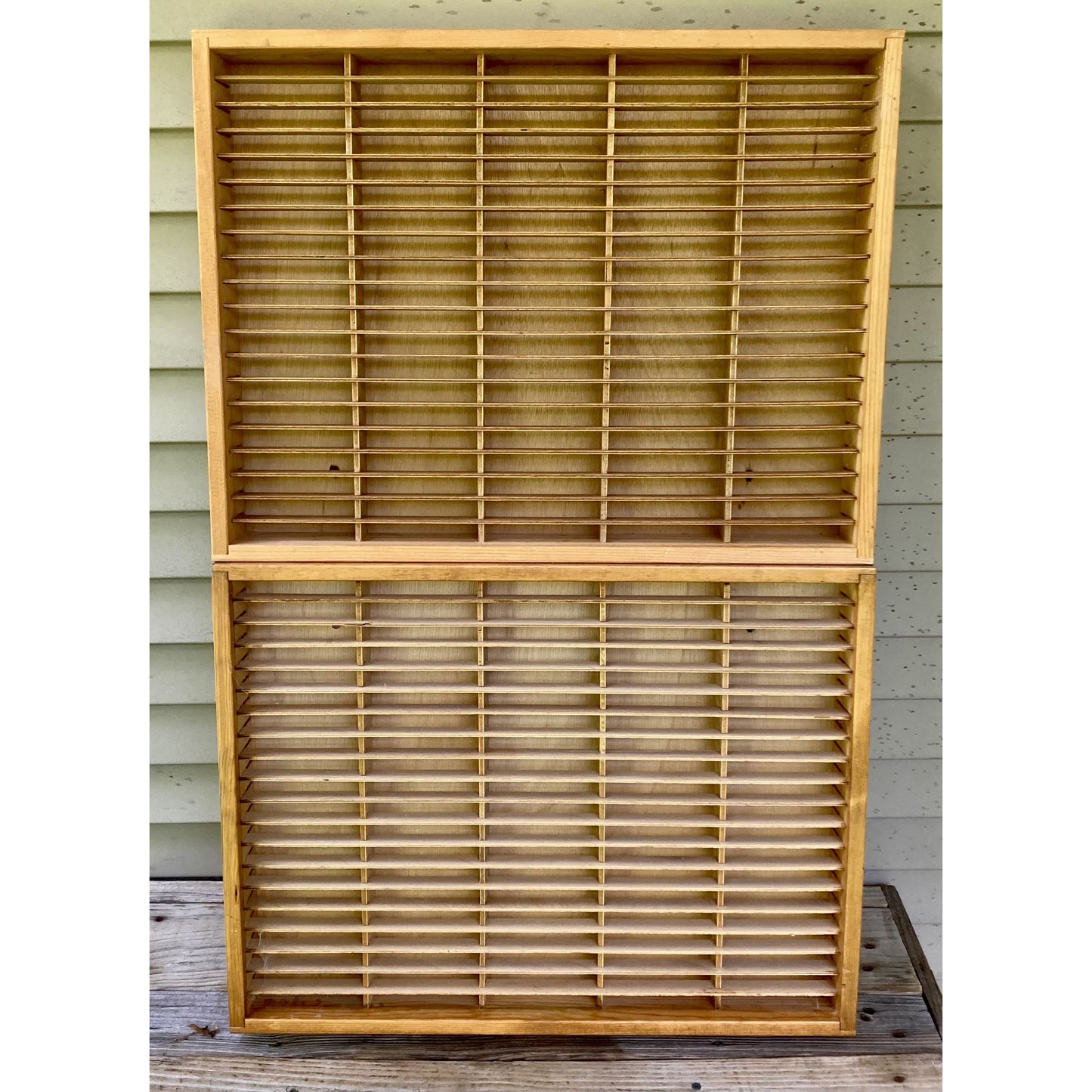 Set of 2 Napa Valley Box Company 100 Cassette Tape Wall Rack Wood Holder