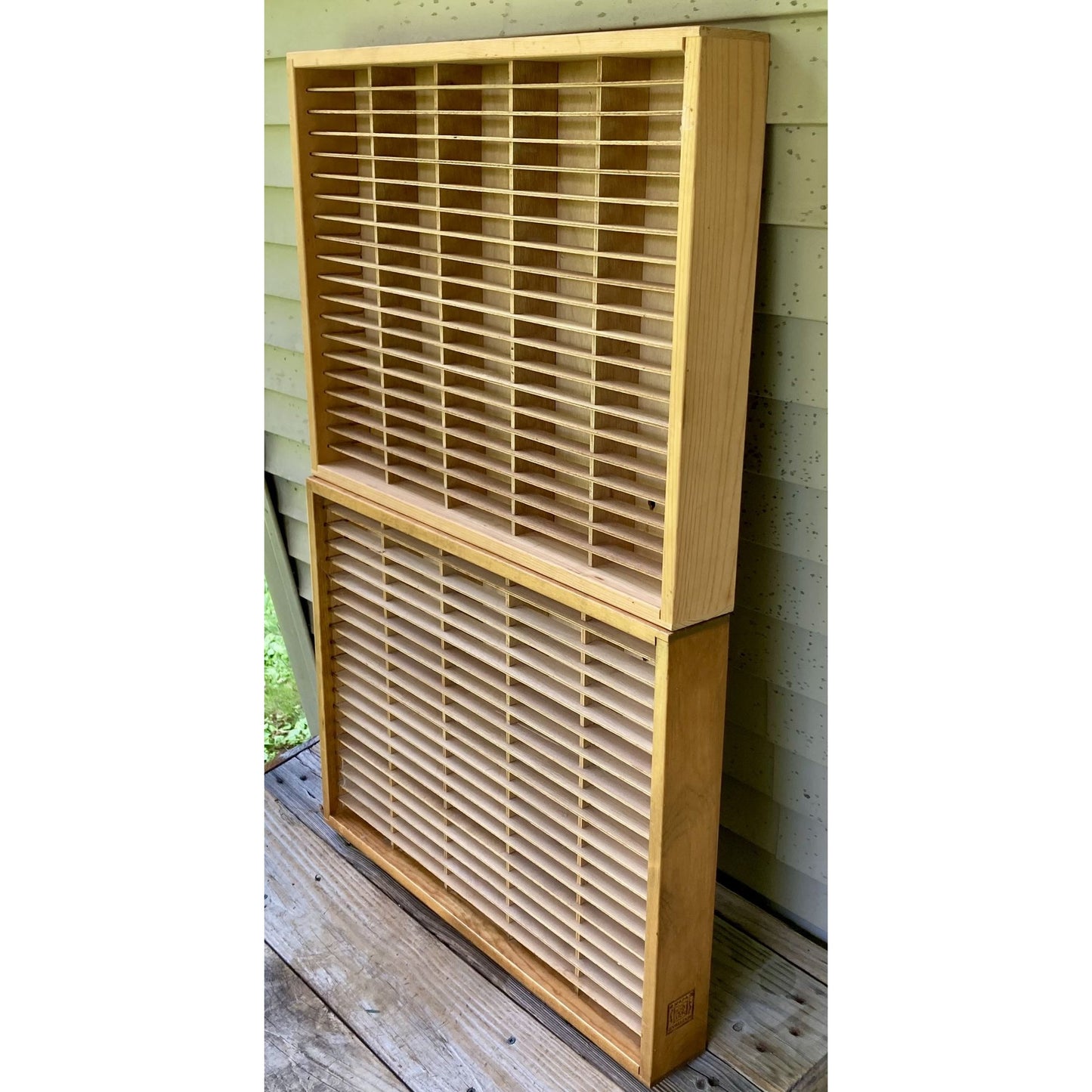 Set of 2 Napa Valley Box Company 100 Cassette Tape Wall Rack Wood Holder