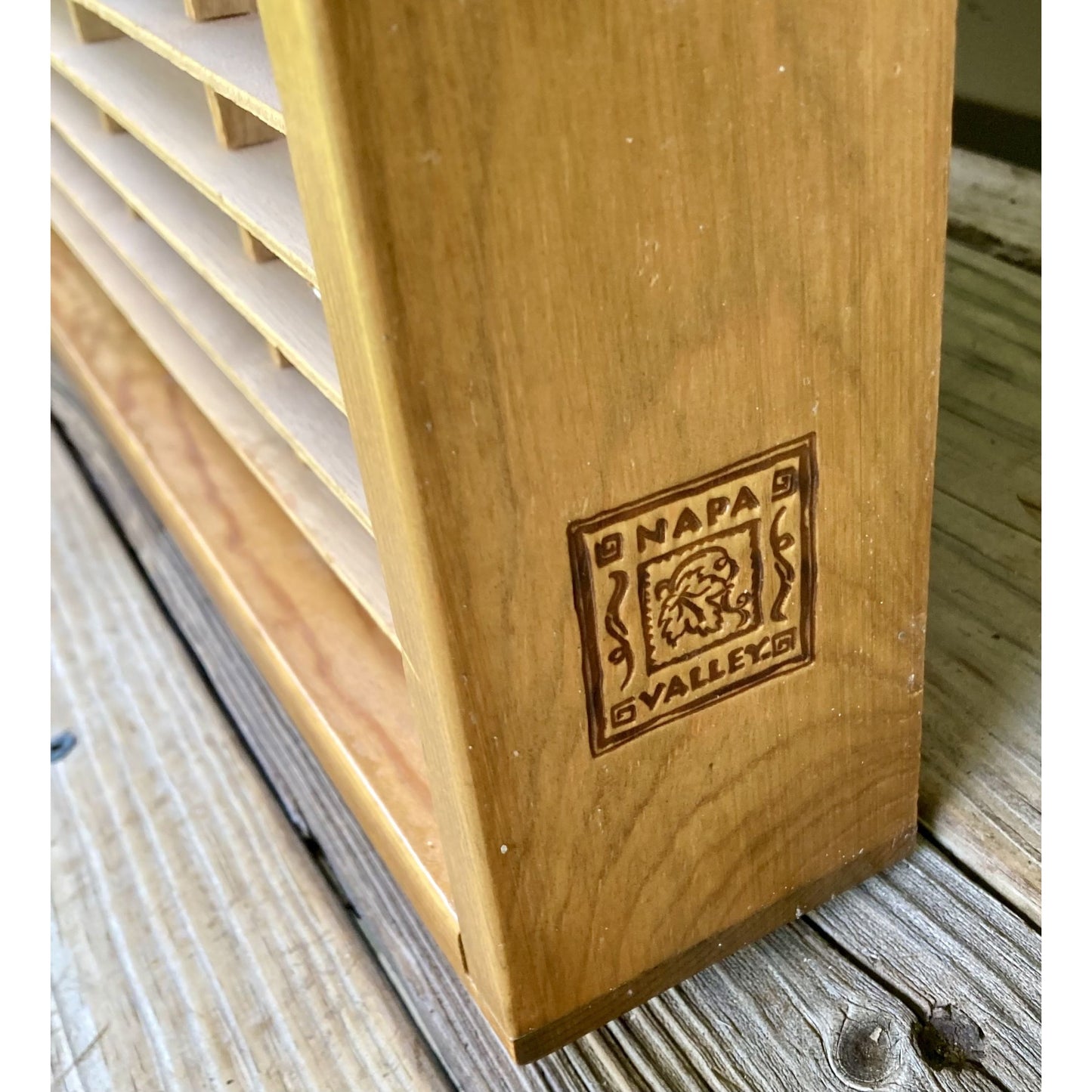 Set of 2 Napa Valley Box Company 100 Cassette Tape Wall Rack Wood Holder