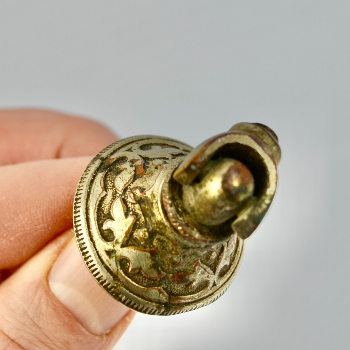 Antique Tear Drop Brass Drawer Pull Eastlake Style Vintage