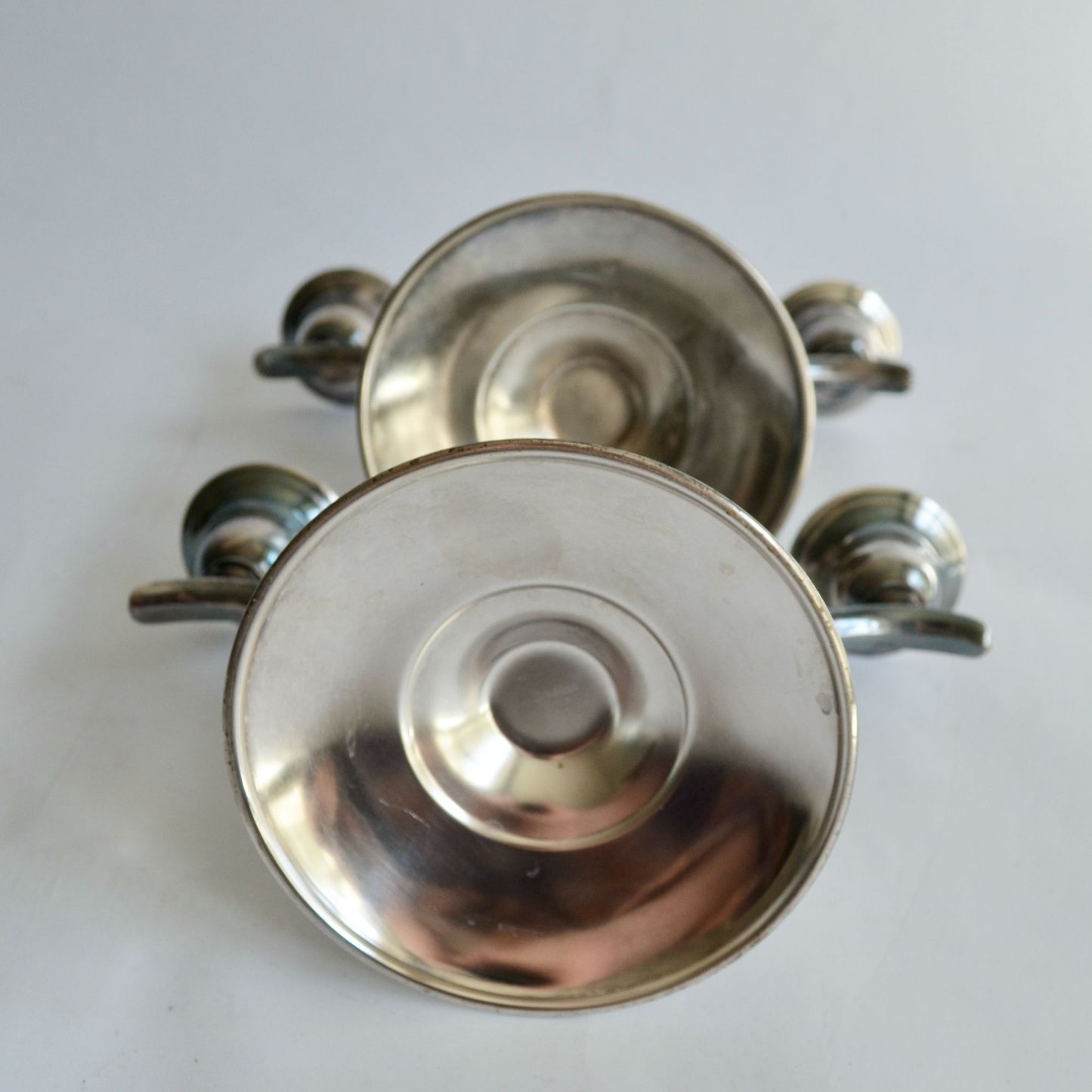 Oneida Vintage Silverplated Double Arm Taper Candlestick Holders Pair