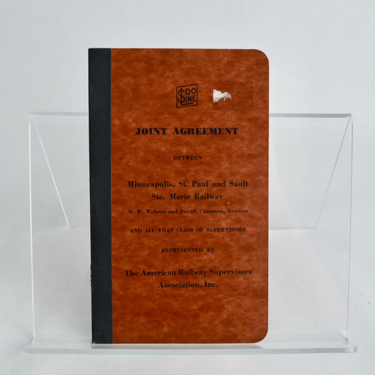 1939 Soo Line Joint Agreement Between Minneapolis St Paul Sault Ste Marie Railway Railroad