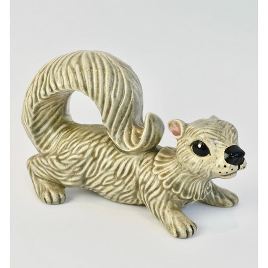Ceramic Handpainted Gray Speckled Squirrel 2005 Dated Signed