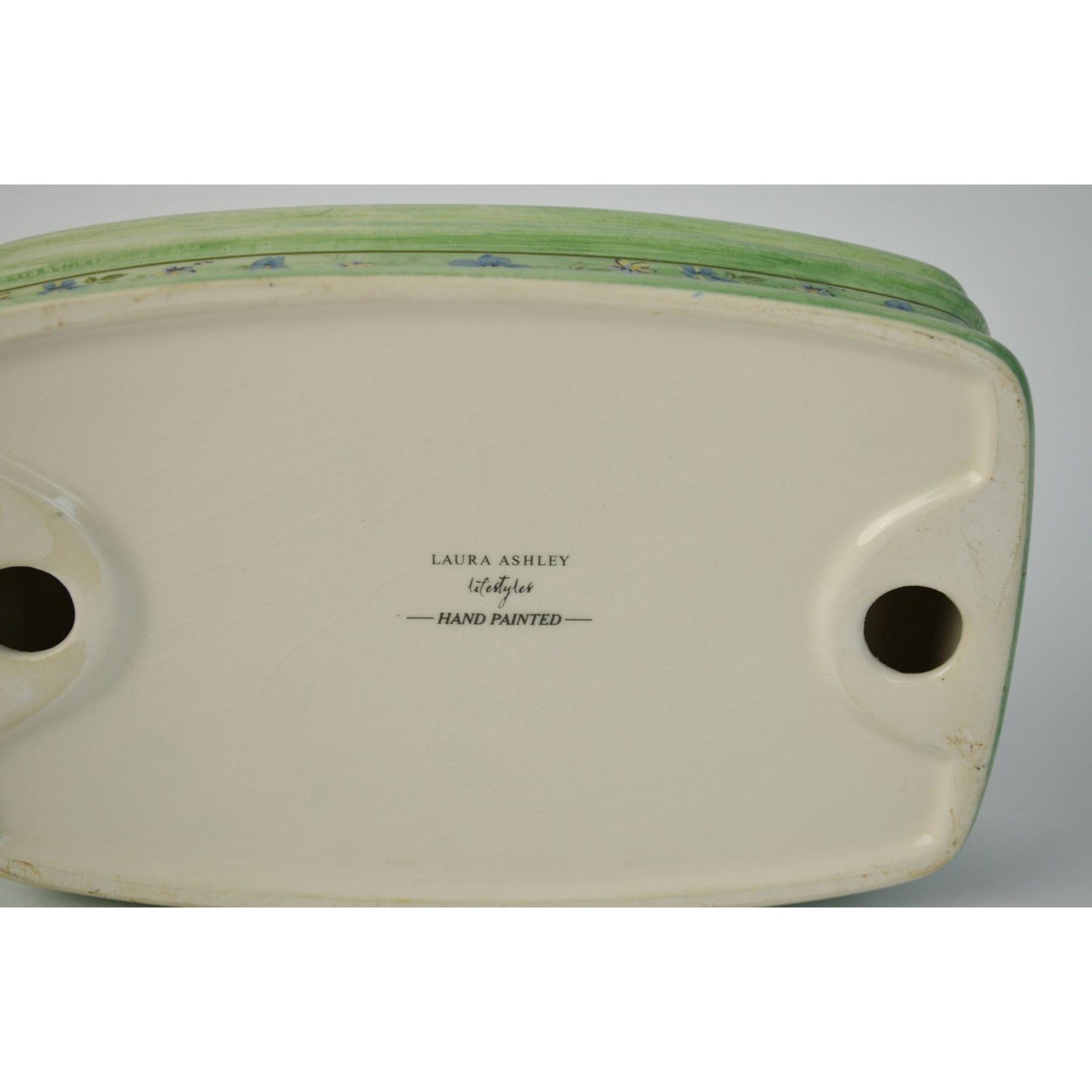 Laura Ashley Handpainted Spring Bloom Soap Dish Quilted Design Green Floral