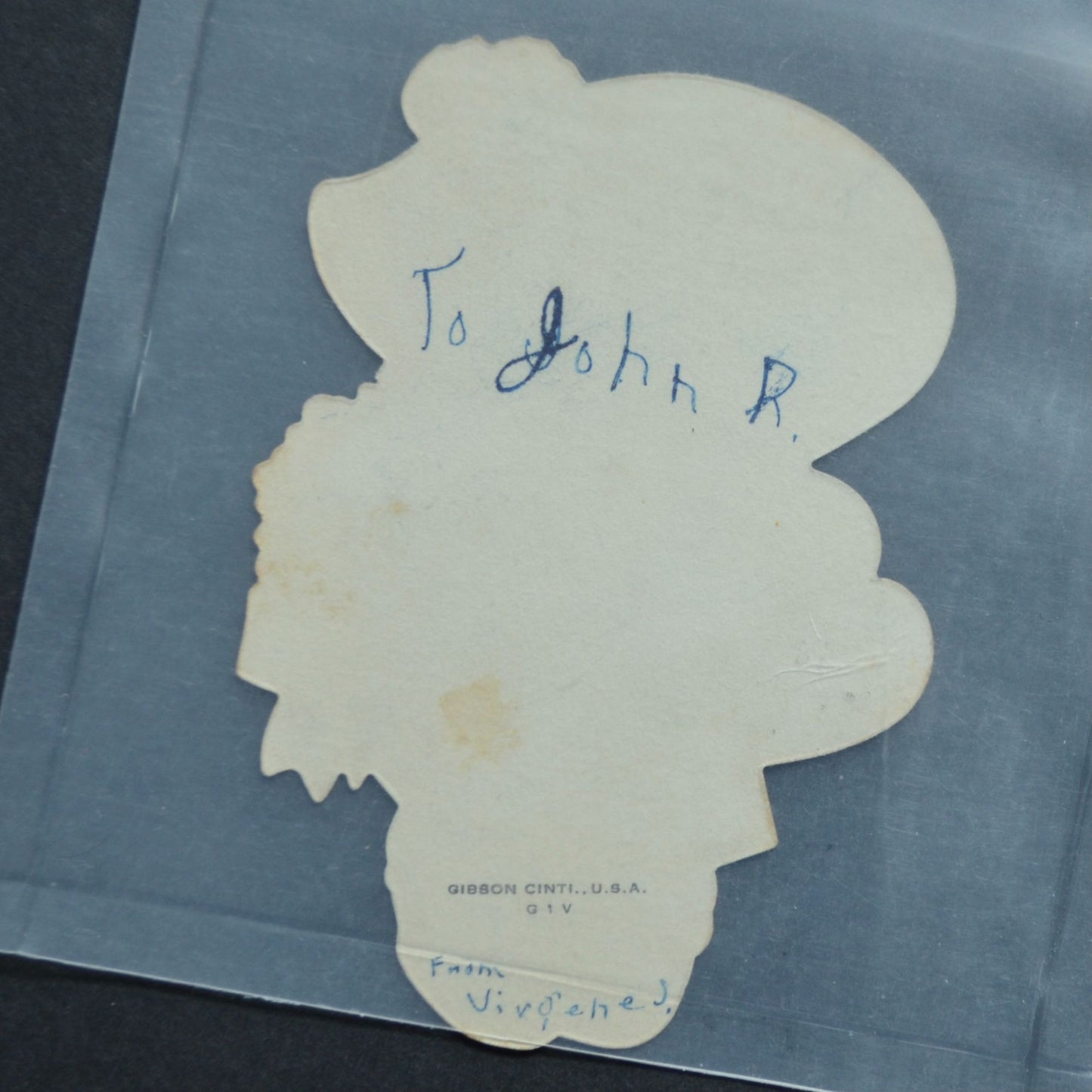 Gibson Vintage Valentine Card Cat with Hat Flowers To My