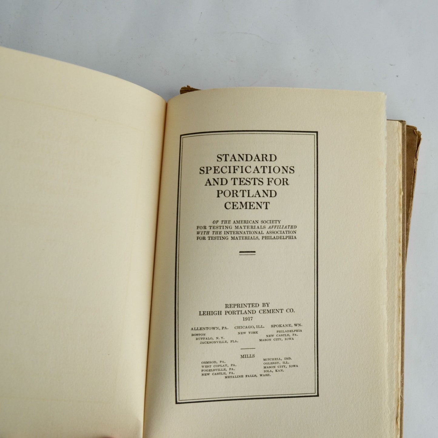 1917 Standard Specifications and Tests for Portland Cement Antique Book