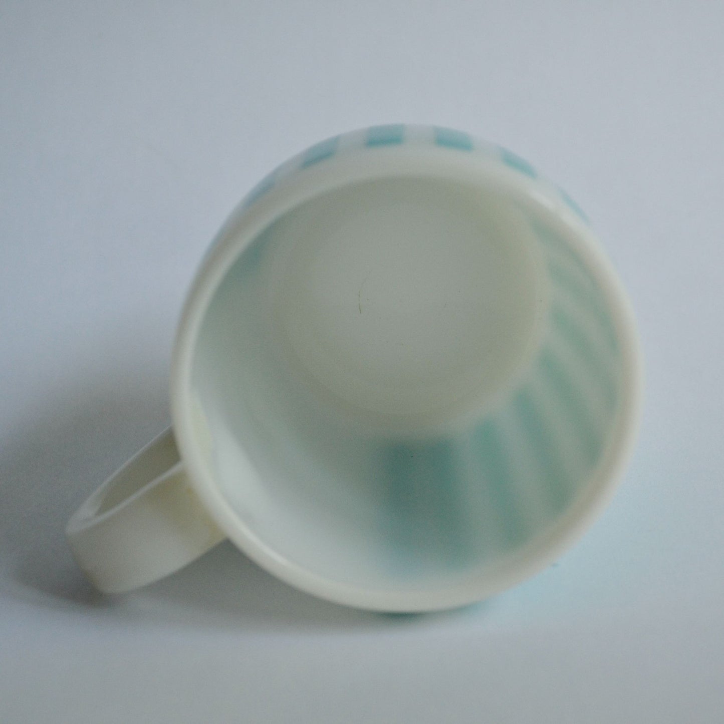 Hazel Atlas Turquoise White Candy Stripe Mug Milk Glass