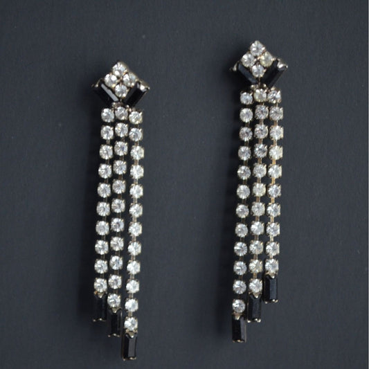 Vintage Art Deco Style Rhinestone Dangle Earrings