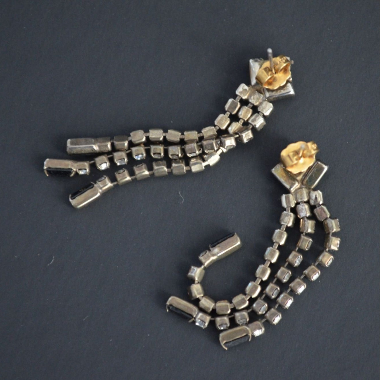 Vintage Art Deco Style Rhinestone Dangle Earrings
