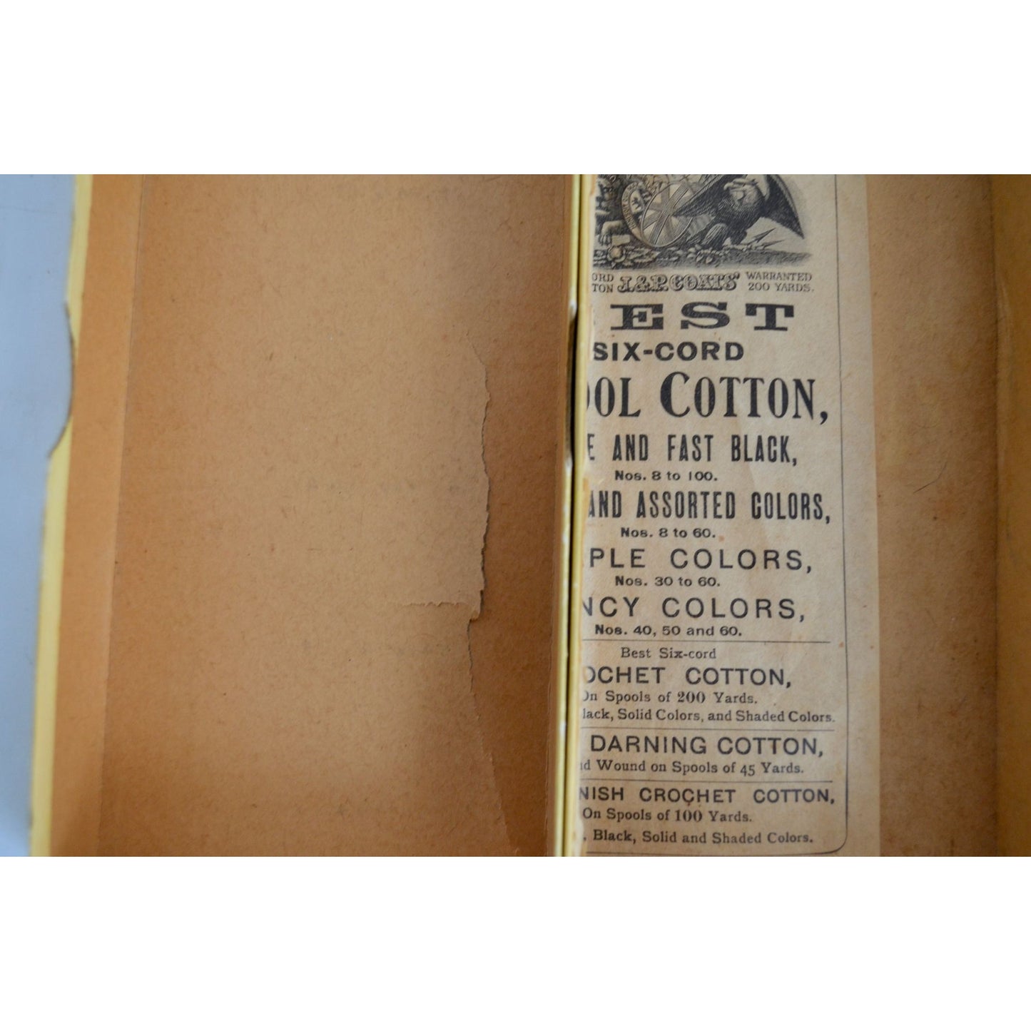 J P Coats Vintage Cardboard Box Empty #20 Fast Black