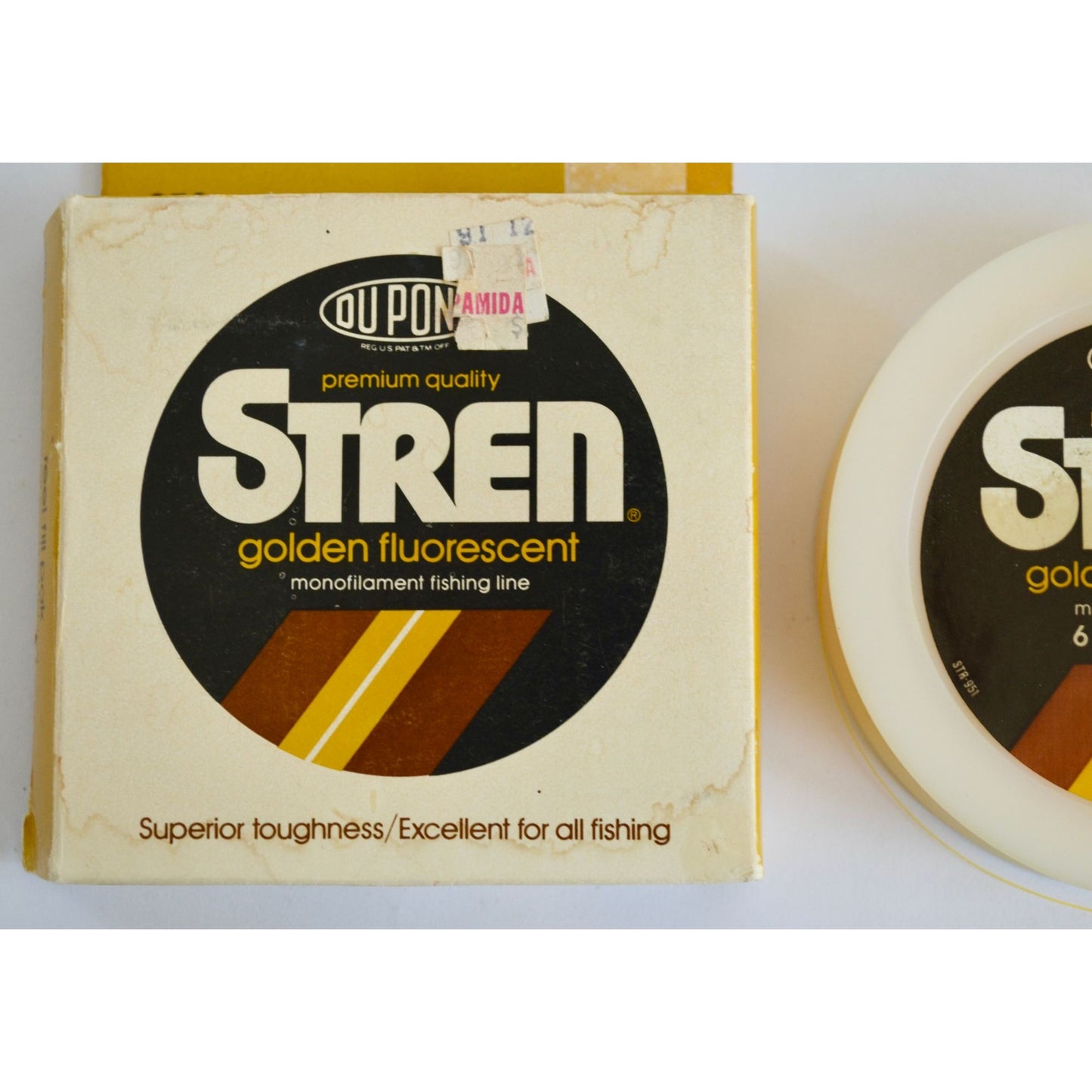 Vintage 1980's Stren Dupont Golden Fluorescent Fishing Line 6 lb w/ Box