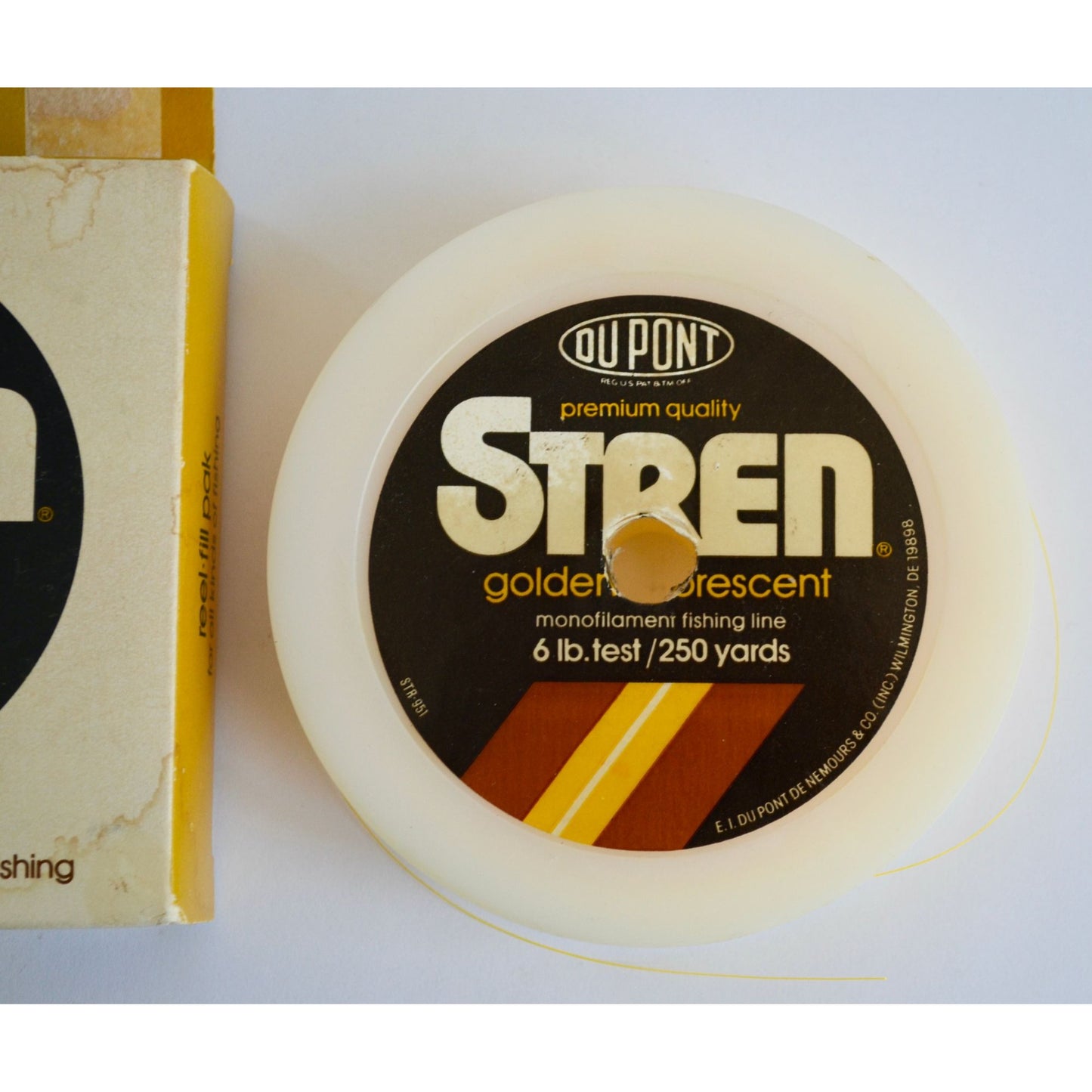 Vintage 1980's Stren Dupont Golden Fluorescent Fishing Line 6 lb w/ Box