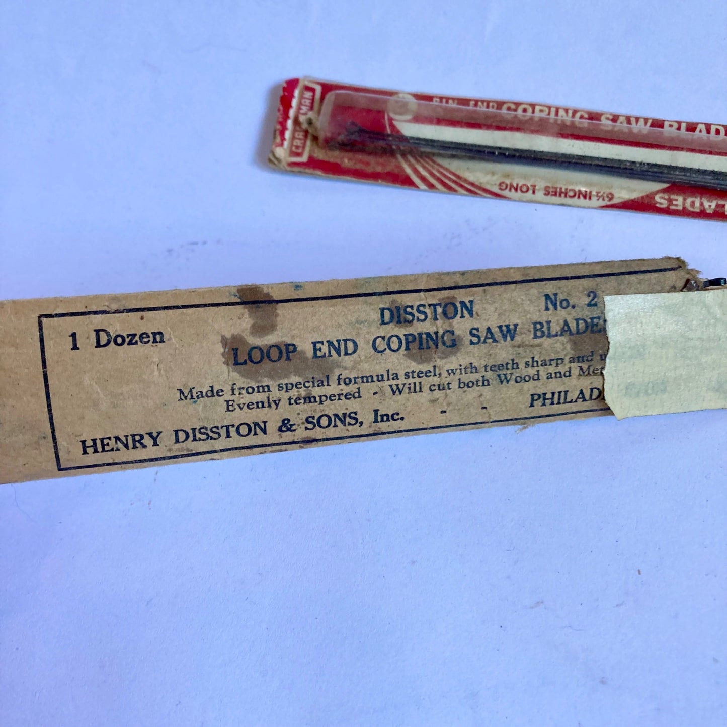 Lot Vintage Coping Saw Blades Disston No. 2 Loop End & Craftsman 6.5 Pin-End