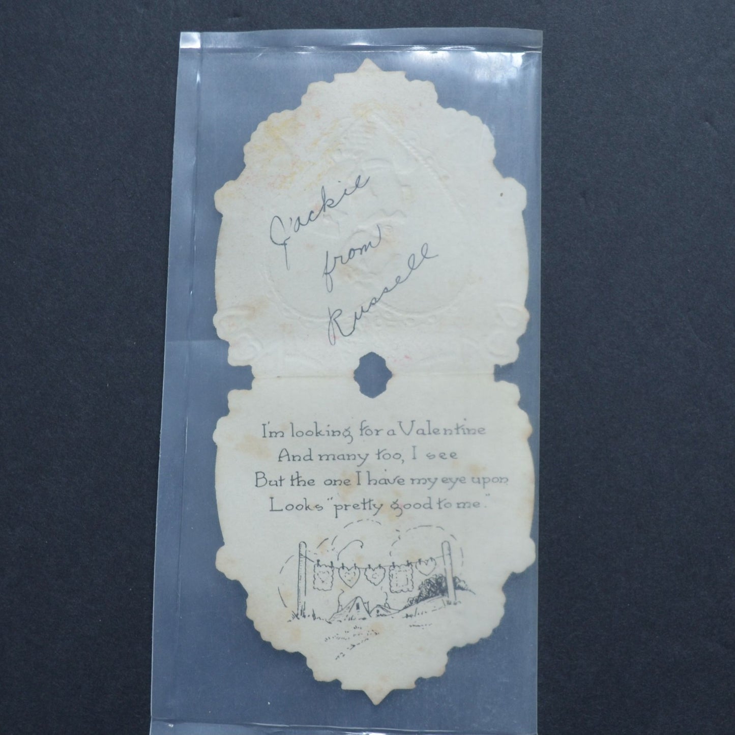 Vintage Embossed Die Cut Valentine Card Heart To My