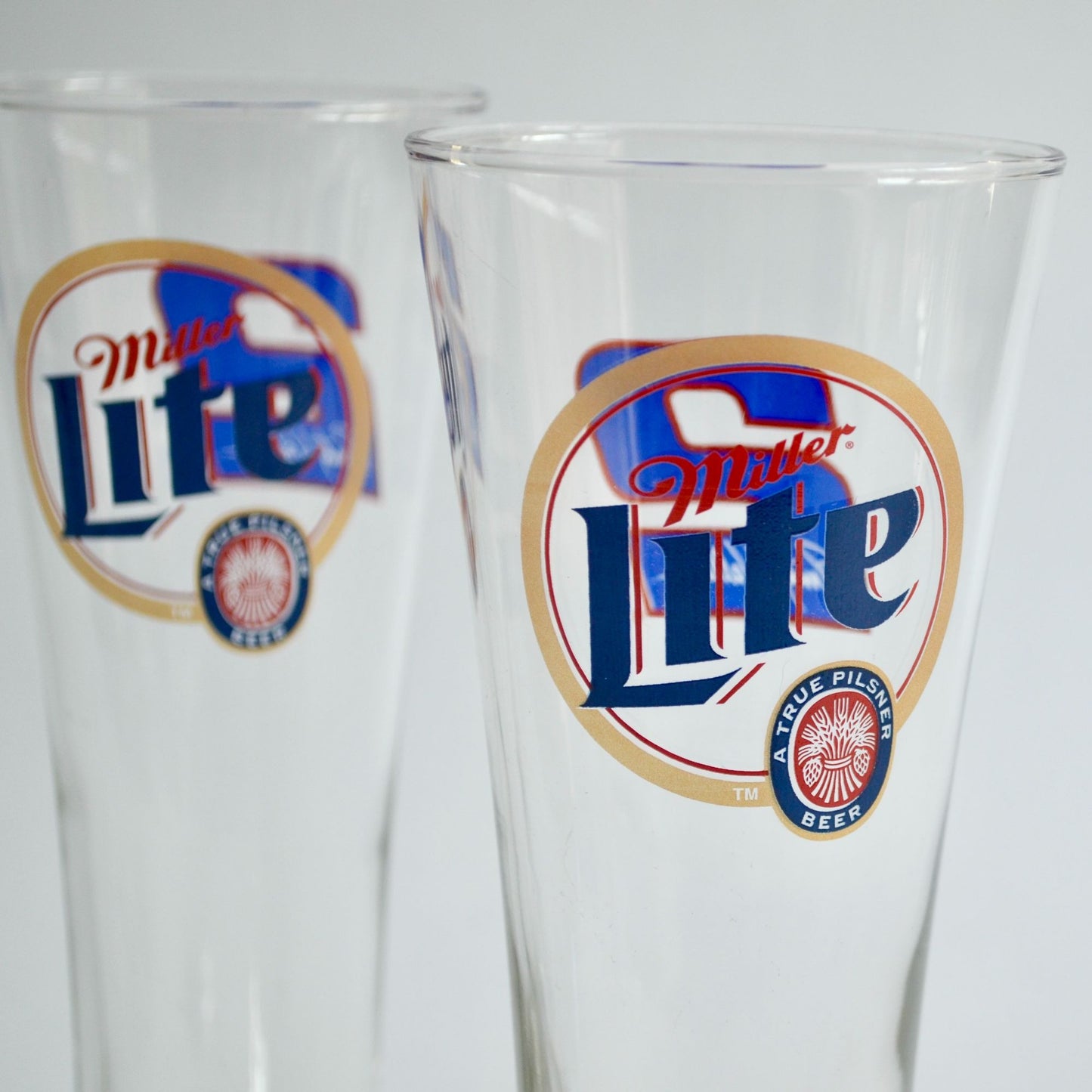 Set of 4 Miller Lite Rusty Wallace #2 Beer Pilsner Glasses Tall 8.5" NASCAR Racing