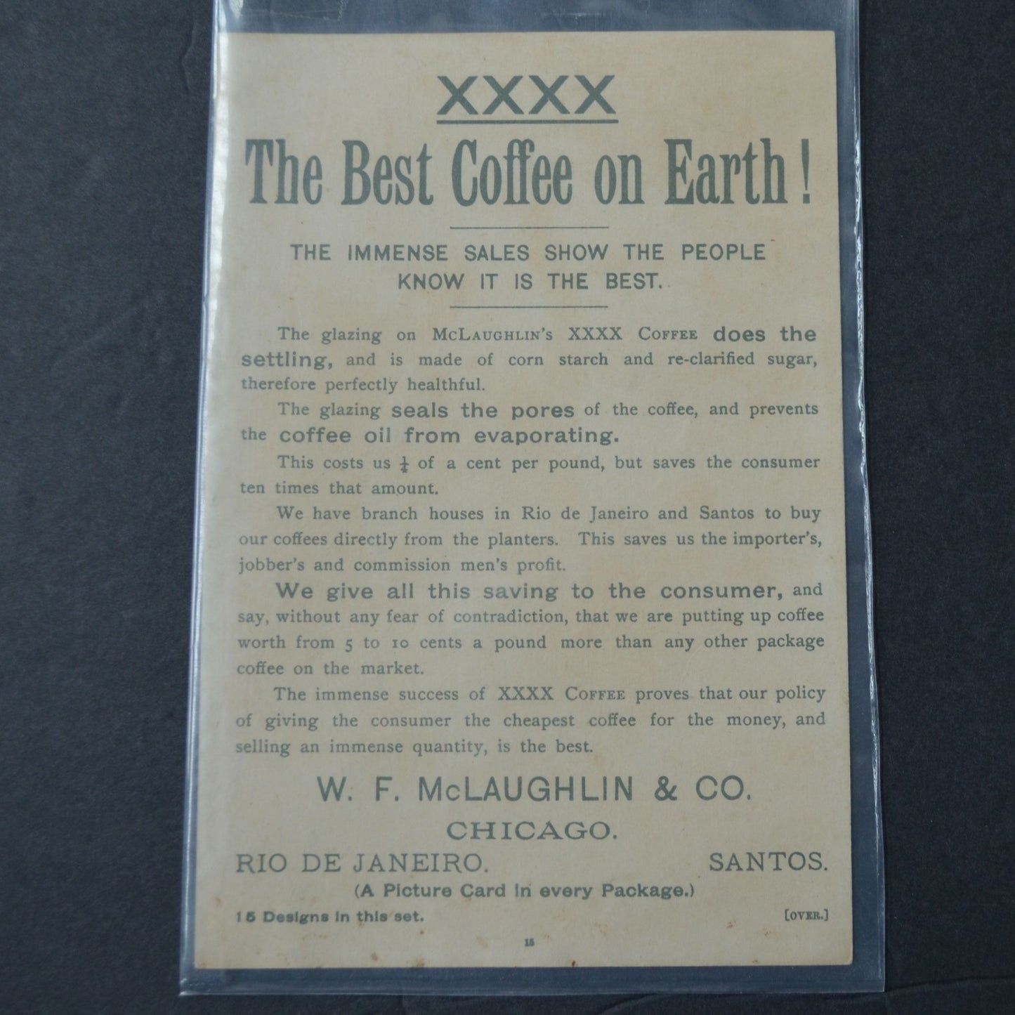 McLaughlin's XXXX Coffee Victorian Trading Card LARGE 1891 Girl and Dog