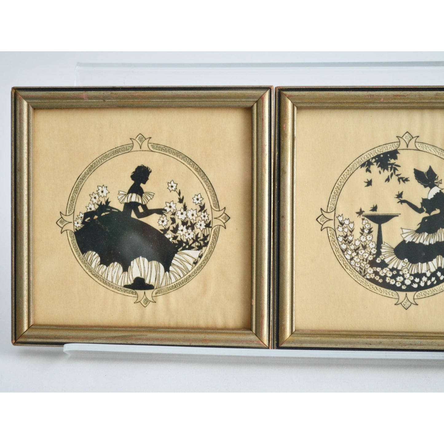 Buzza Company Craftacres Minneapolis MN Reverse Silhouette Prints Framed Lot 2