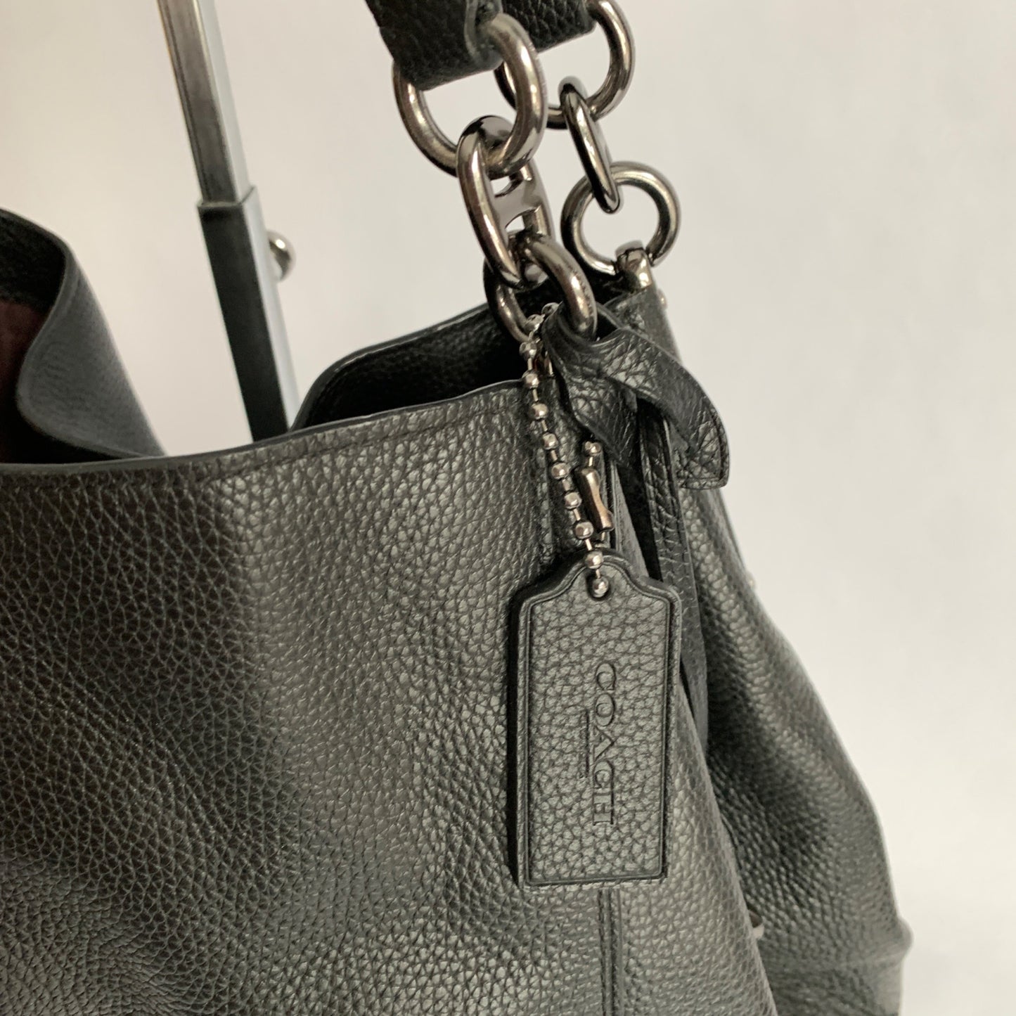 Coach 78364 Black Gunmetal Leather Dalton 31 Hobo Shoulder Bag