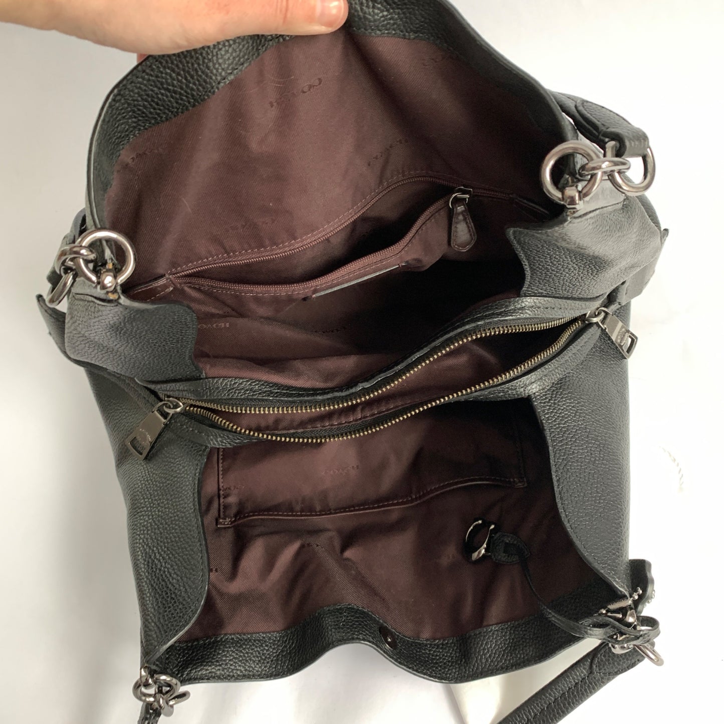 Coach 78364 Black Gunmetal Leather Dalton 31 Hobo Shoulder Bag