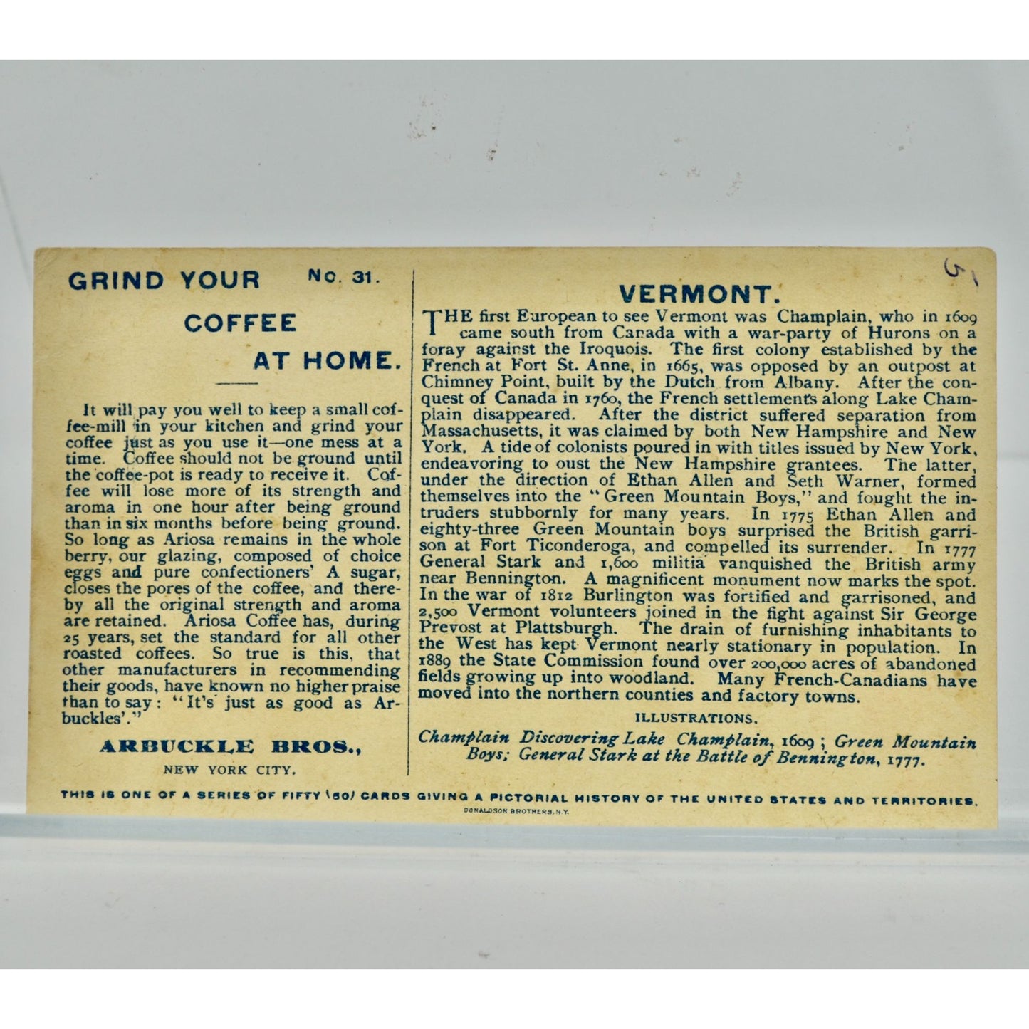 Arbuckle Bros Coffee Antique Victorian Trade Card