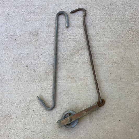 Vintage St John & Co Meat Hook w/ Pulley & Armour Meat Hook Galvanized 59X