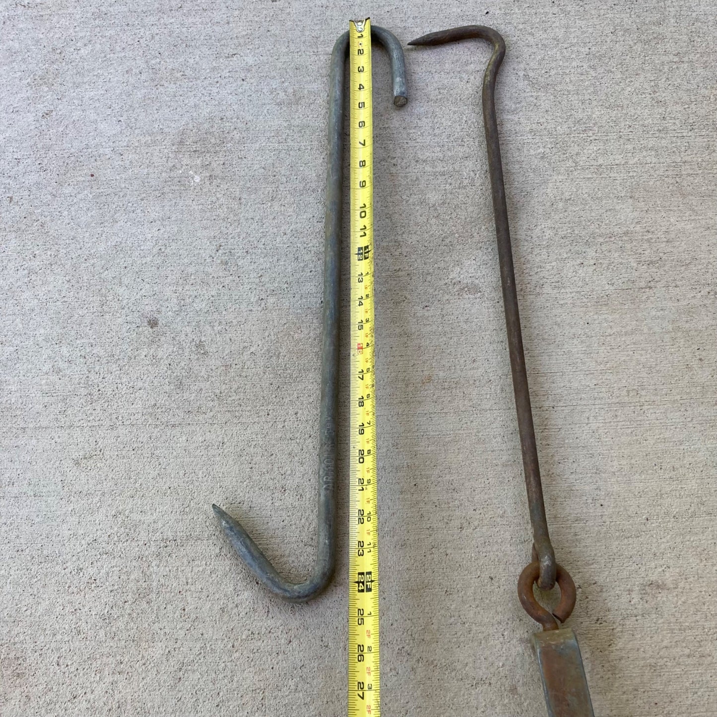Vintage St John & Co Meat Hook w/ Pulley & Armour Meat Hook Galvanized 59X